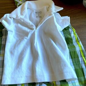 Carter’s 3M Polo Shirtrt with Plaid Overralls